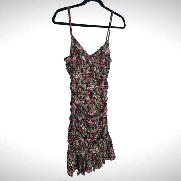 Dress Forum Size M Ruched Floral Bodycon Drop Waist Mini Dress Dark Fairy Grunge - Picture 3 of 9